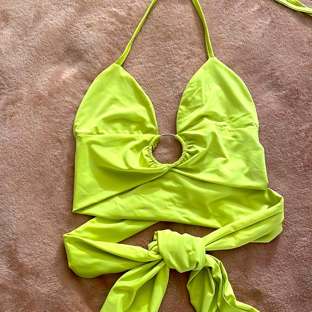 Lime Green Tie Waist Halter